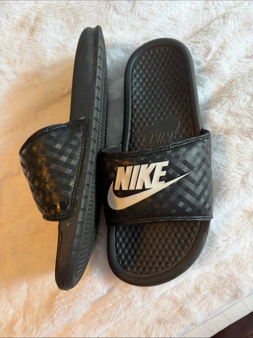 Nike Black Slide Sandals with White Logo